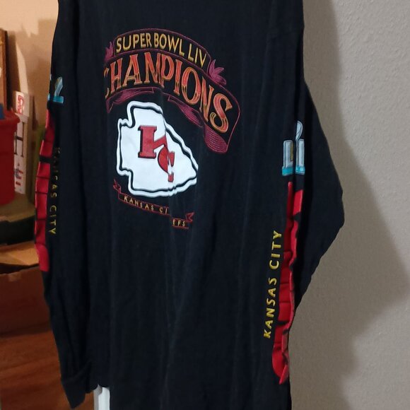 Kansas City Chiefs Super Bowl LVII Champions Long Sleeve T-shirt Size XL Black - Picture 3 of 11